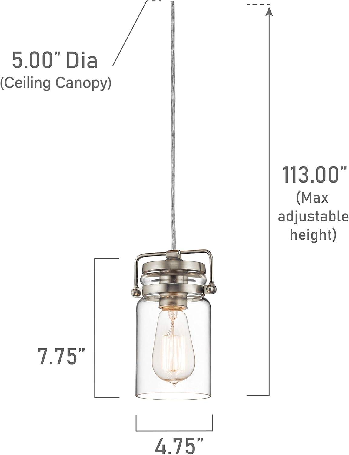 Brinley 7.75" 1 Light Mini Pendant with Clear Glass Brushed Nickel