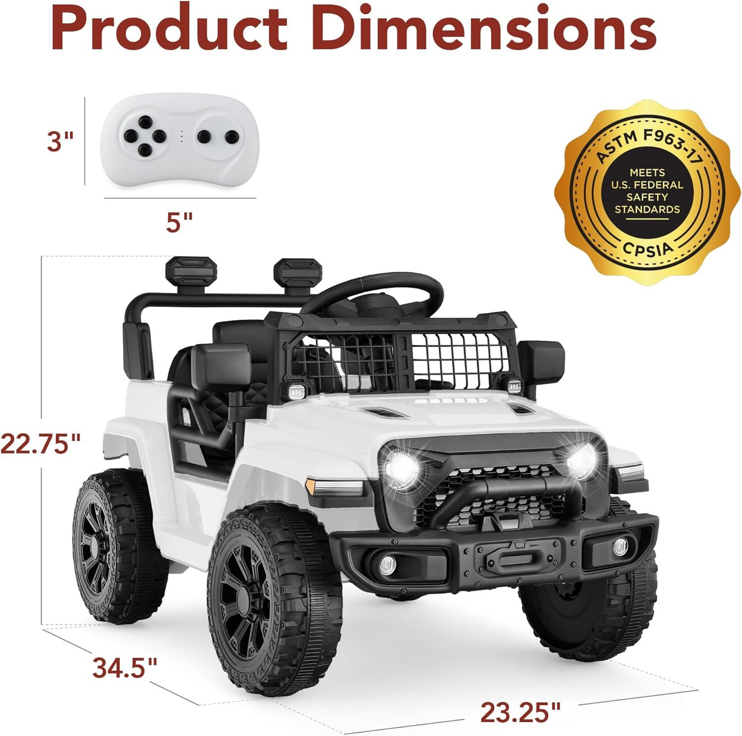 Best Choice Products 6V Kids Ride-On Truck Car w/ Parent Remote Control, 4-Wheel Suspension, LED Lights - White