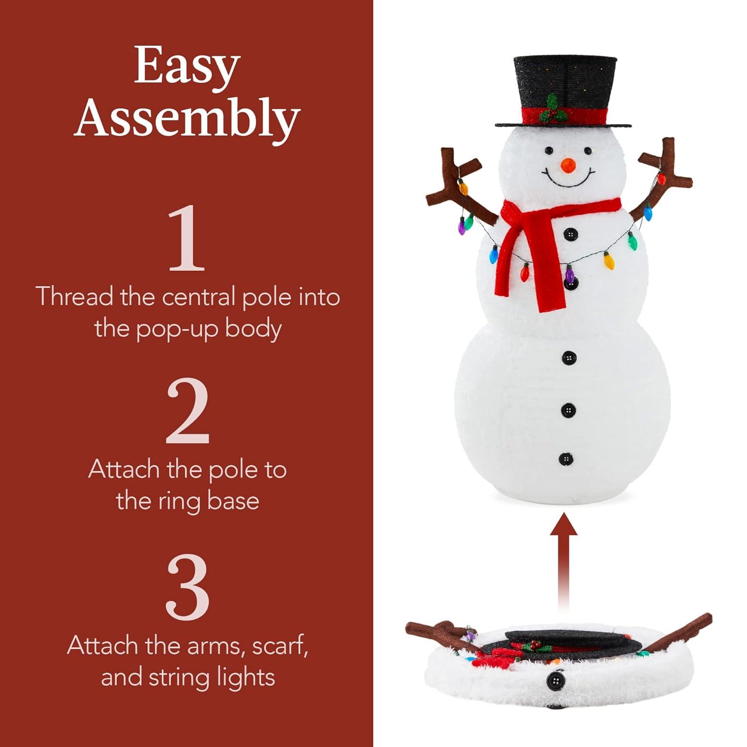 The Holiday Aisle® The Holiday Aisle® 5Ft Lighted Pop-Up Snowman, Outdoor Christmas Holiday Decoration W/ 200 LED Lights, Hat, Scarf