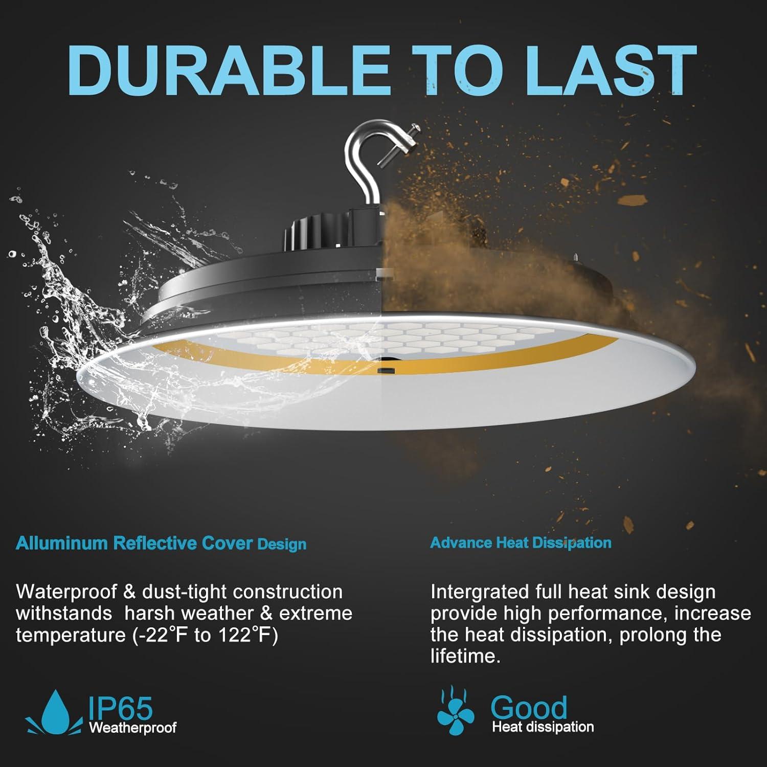 Lightdot 100W LED High Bay Light for Shop/Barn 5000K 14000LM (Eqv. to 400W HPS/MH) High Bay LED Lights with Plug for Commercial Warehouse Lighting-ETL Listed 5Pack