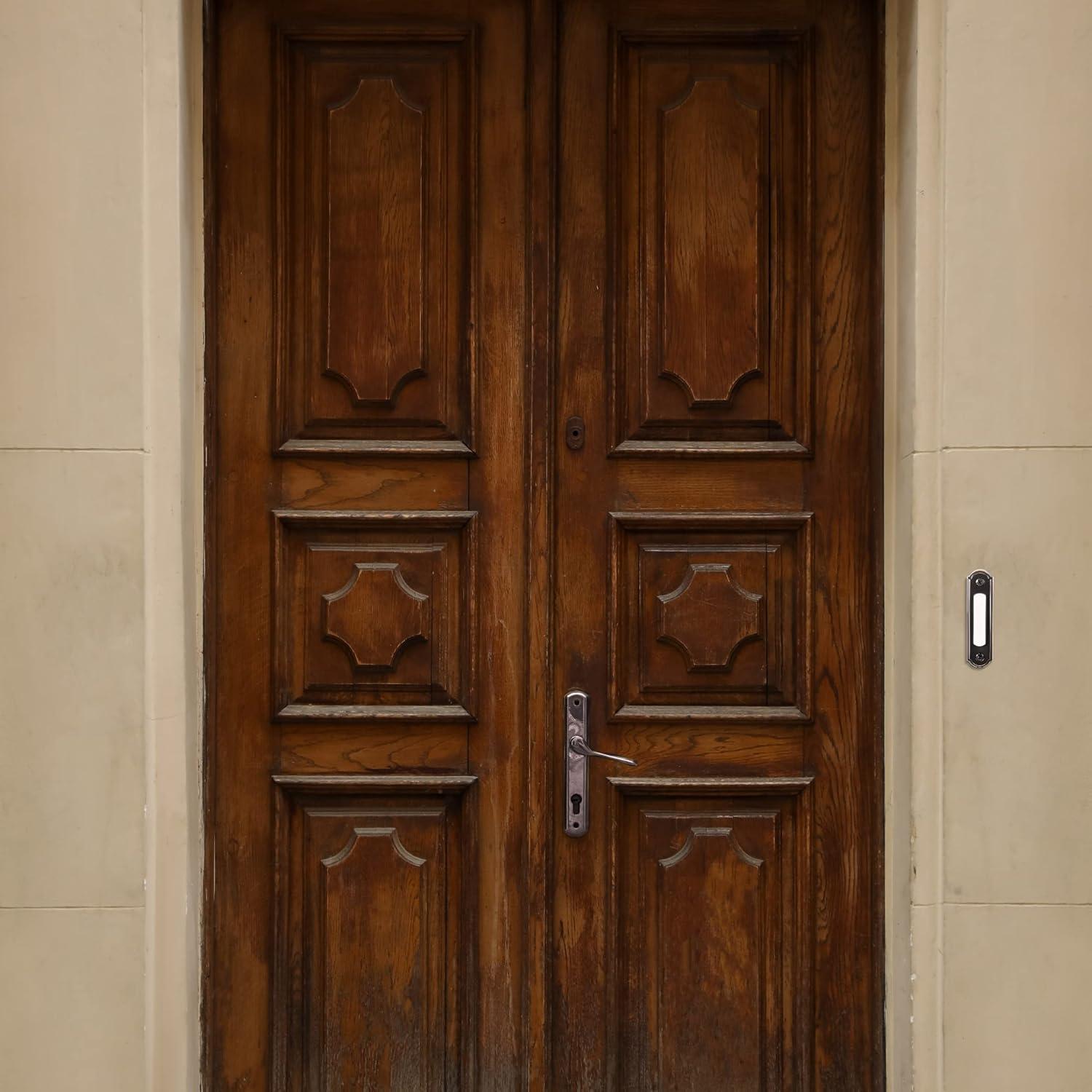 Newhouse Hardware LED Lighted Metal Door Chime Push Button (Oil-Rubbed Bronze) | Surface Mount Lighted Door Bell Button | Replacement Wired Doorbell Button for Most Door Bell Chimes