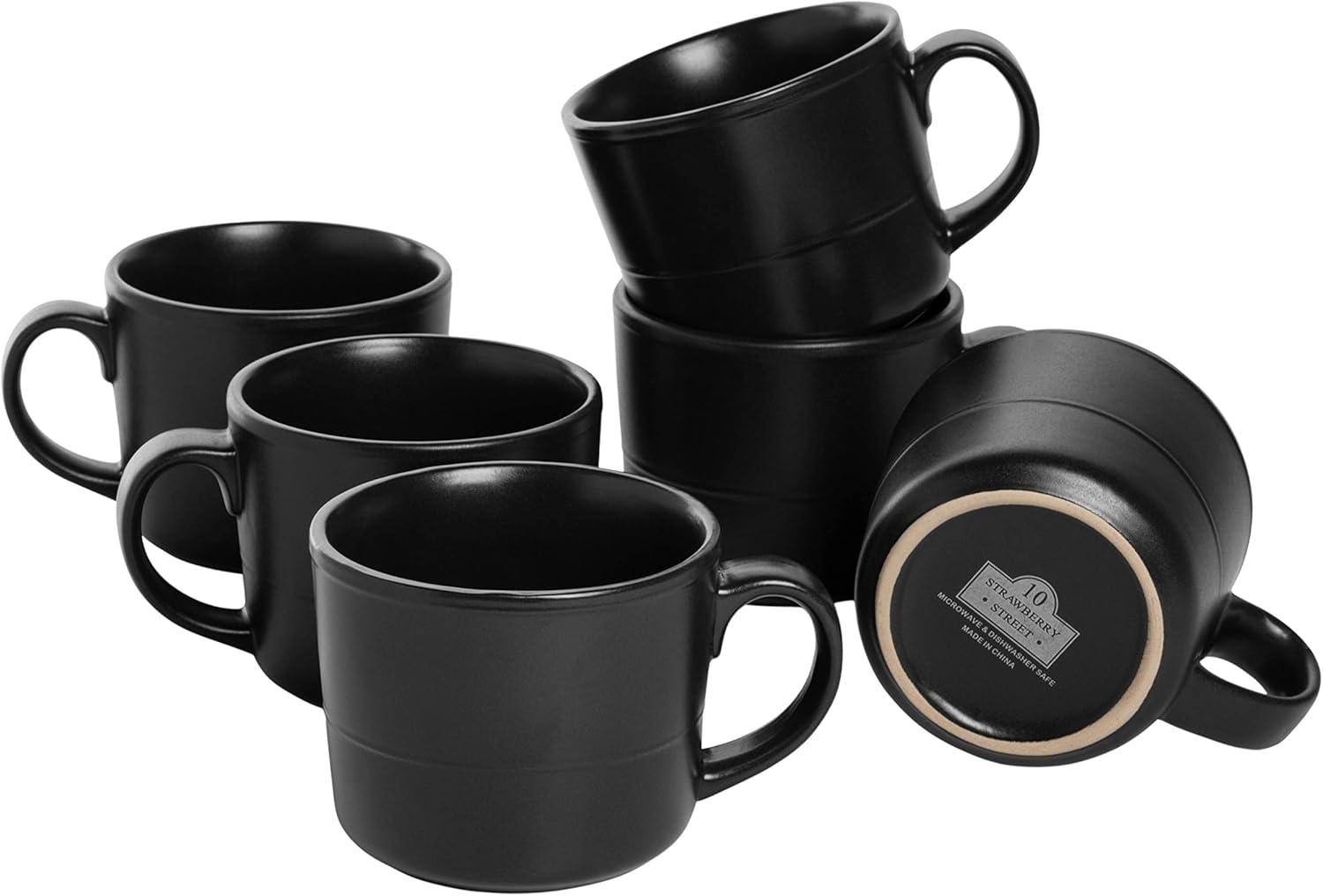 Ten Strawberry Street Double Line 3.75"/12 Oz Mug, Set Of 6 (Set of 6)