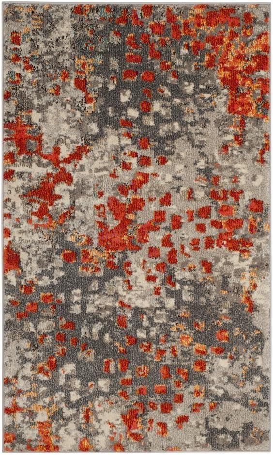 Monaco MNC225 Power Loomed Indoor Area Rug - Grey/Orange - 5'1"x7'7" - Safavieh