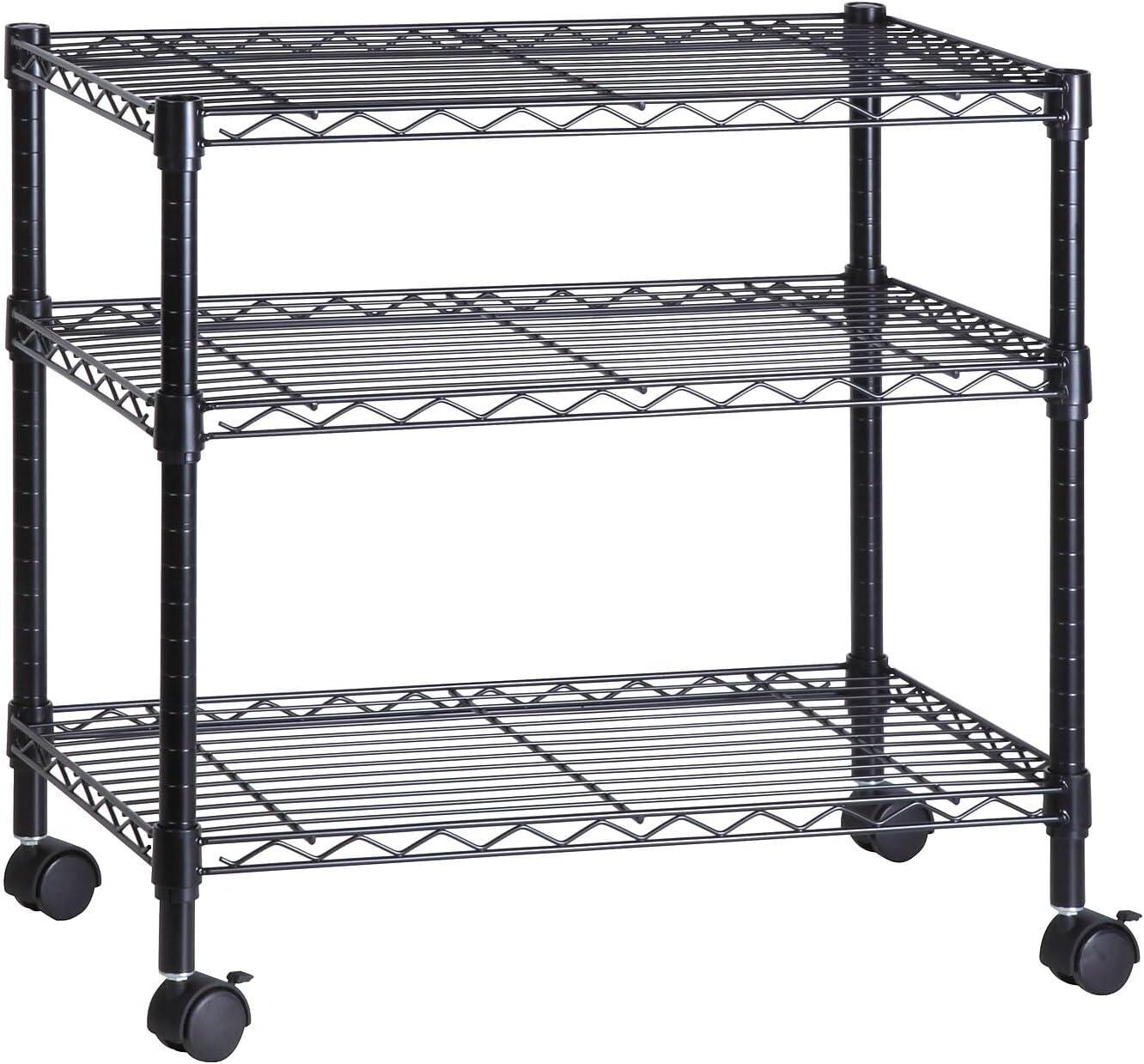 Black 3-Tier Rolling Steel Media Cart