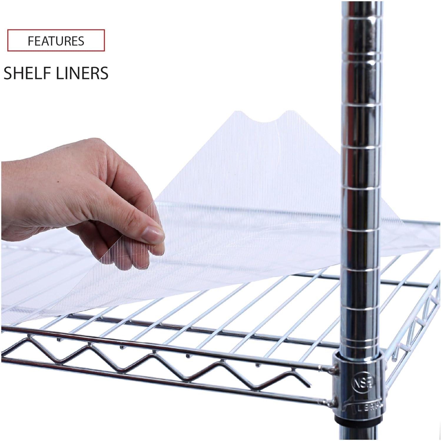 Silver Steel 5-Shelf Wire Shelving Unit with Casters and Liners, 36x18x72