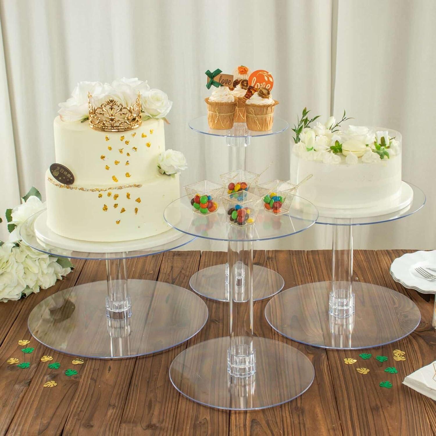Efavormart Lovely 4 Tier XL Acrylic Crystal Glass Clear Cake Dessert Decorating Stand For Birthday Xmas Party Wedding