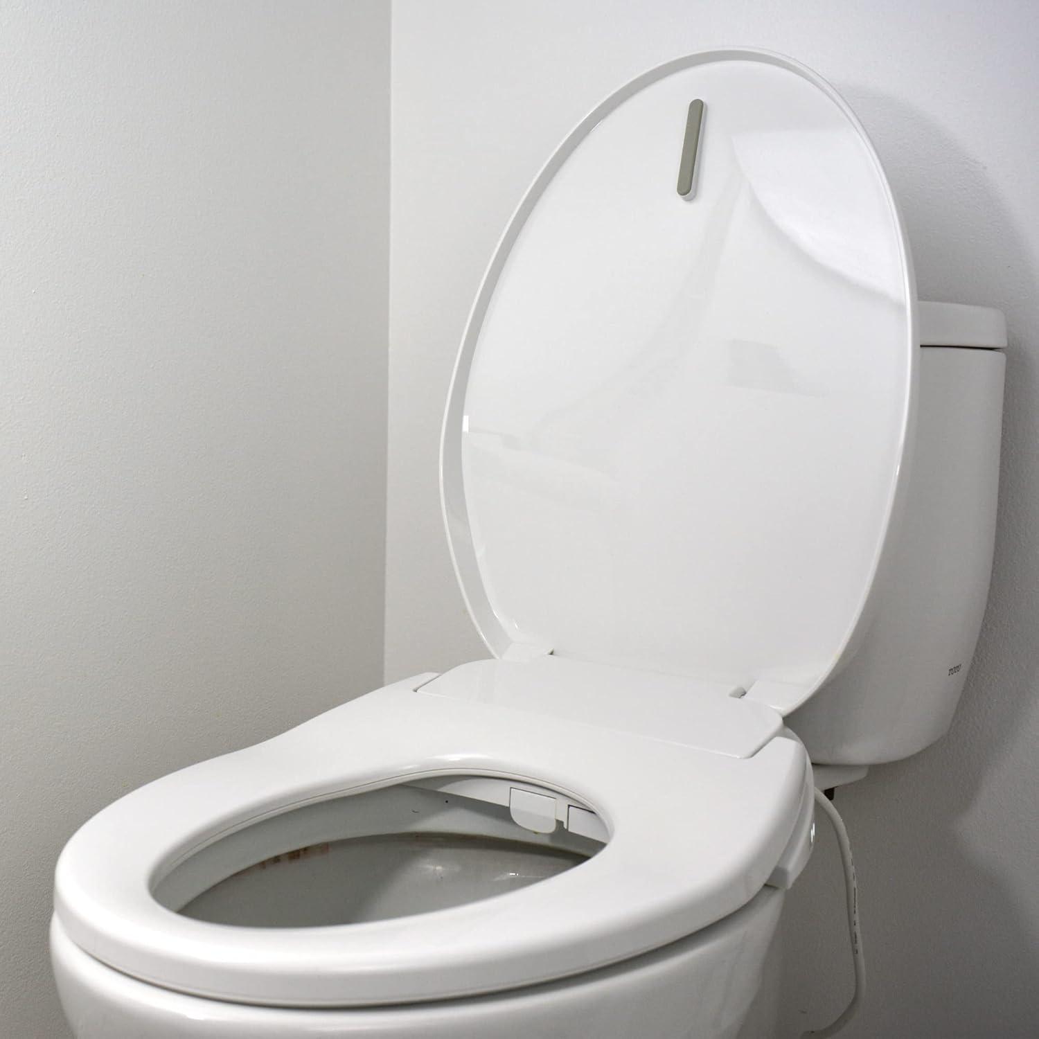 White Elongated Heated Smart Toilet Seat with Bidet and Night Light