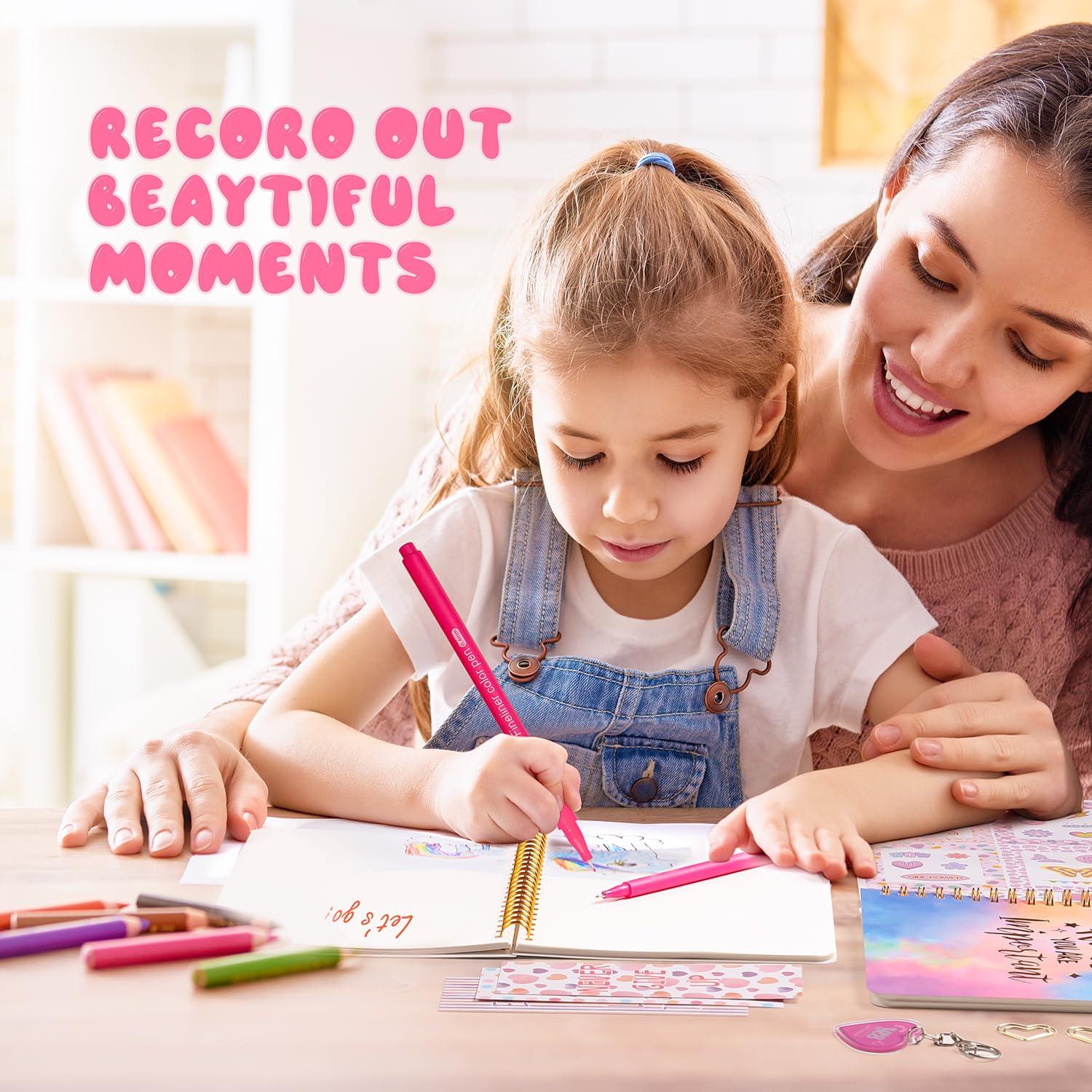 Girls DIY Diary 54 Pcs Diary Set, Toys for Ages 6 7 8 9 10 11 12 13, DIY Stationery Set, Thin Stickers and Little Girls Daily Supplies, Gifts for Teen Good Idea Choice