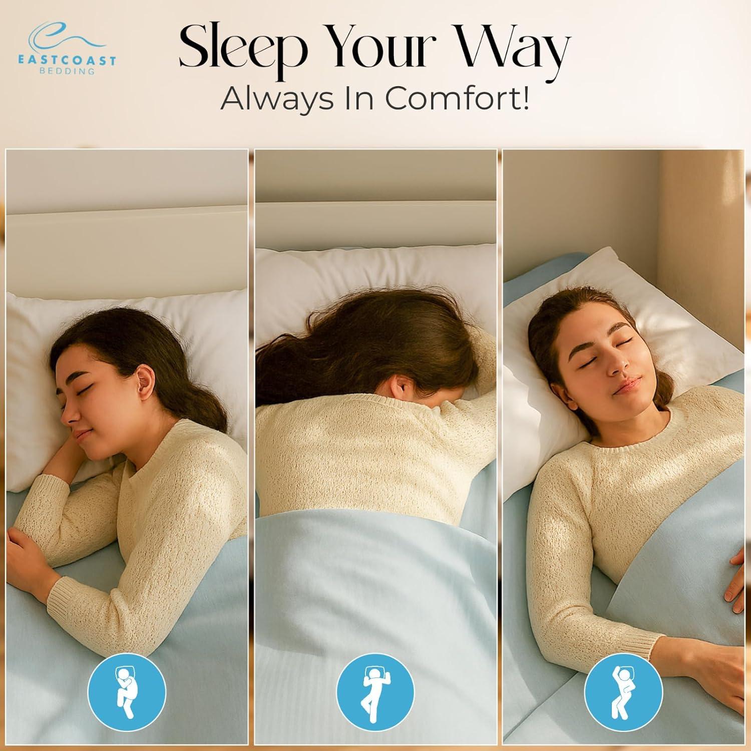 East Coast Bedding Cozy Dream Firm Goose Feather Down Pillow Support King Size Set of 2