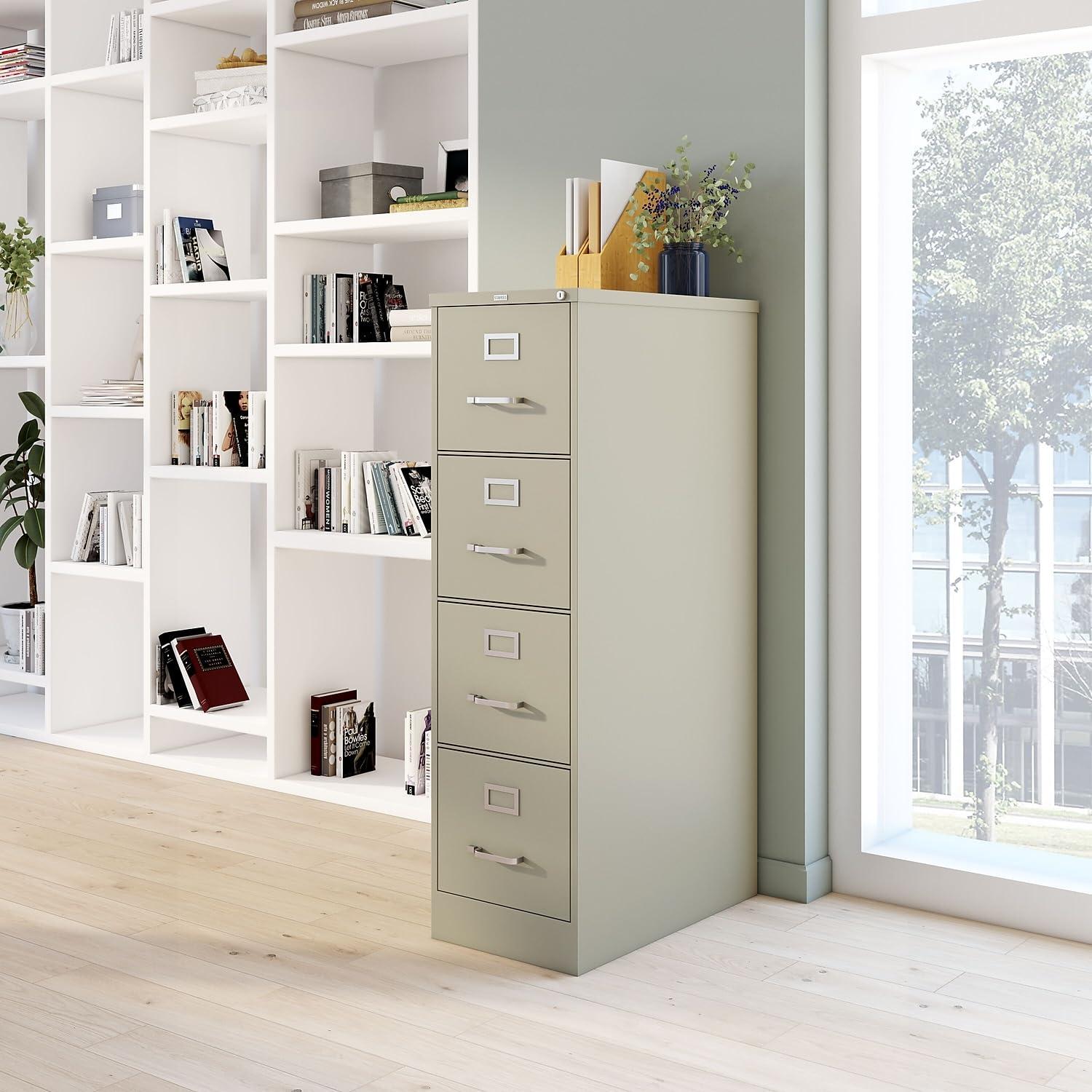 STAPLES Commercial 4-Drawer Vertical File Cabinet, Letter Size, Lockable, 51.97" H x 15" W x 22" D, Putty (22336D)