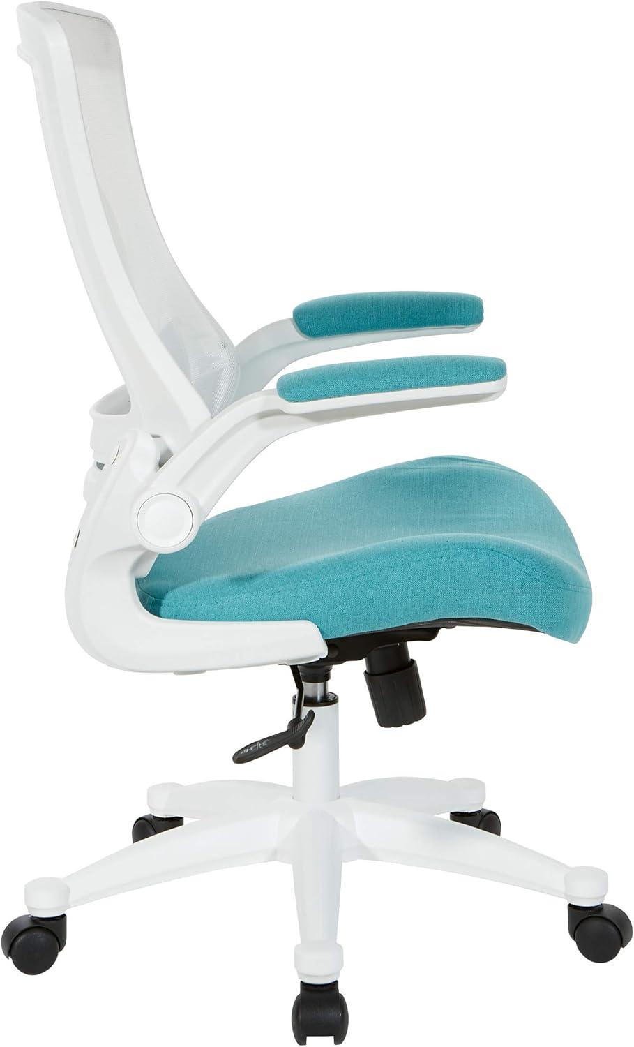 Office Star Products White Screen Back Manager's Chair in White Turquoise Fabric