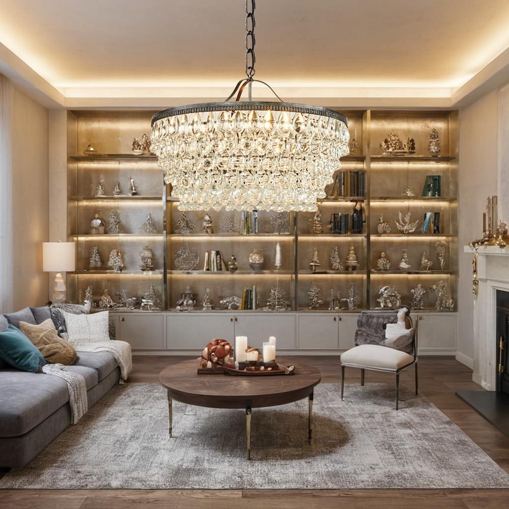 Clarissa Crystal Round Chandelier (19"-28")