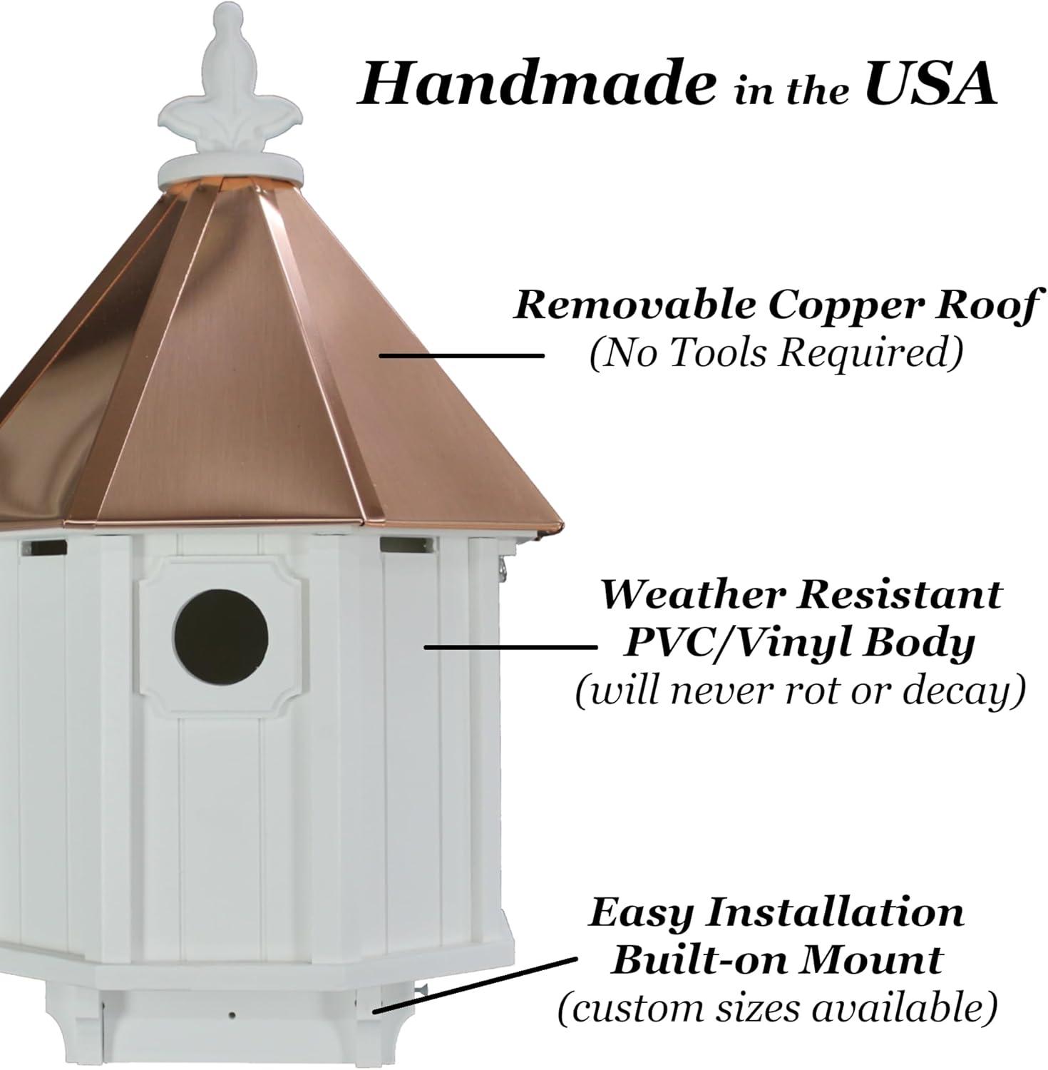 White and Copper Duplex Bird House with Cellular PVC