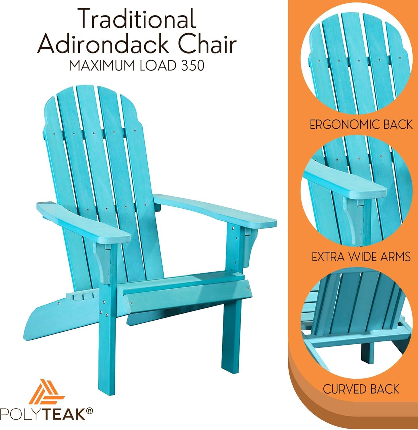 POLYTEAK Traditional Element Adirondack Chair, All Weather Poly Lumber Turquoise