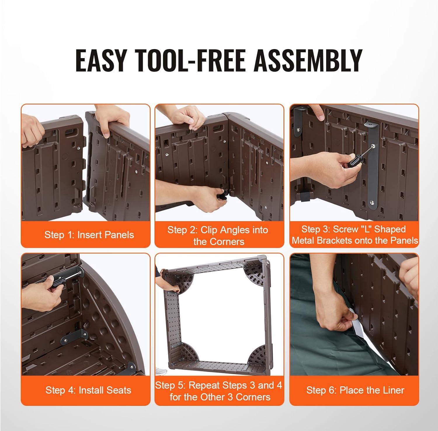 VEVOR 52.4-in x 47.2-in Brown Square Wood Sandbox