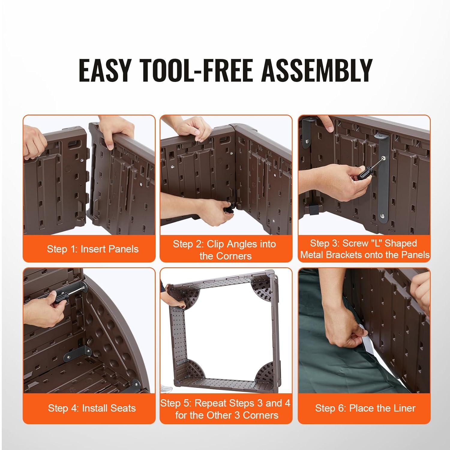 VEVOR Wooden Sandbox with Cover, 75.6 x 75.6 x 9.1 in Octagonal Sand Box, Sand Pit with 4 Seating and Bottom Liner