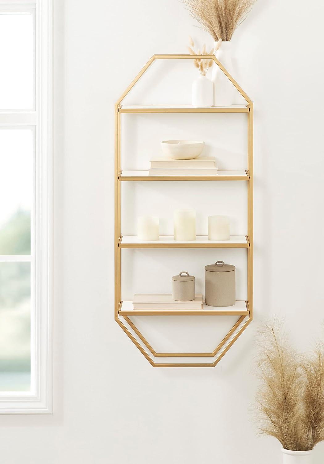 Kate and Laurel Adela Octagon Wood and Metal Shelf