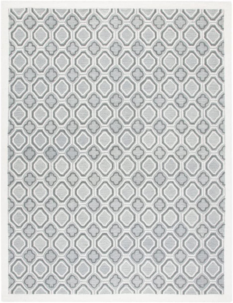 Gray and Ivory Hand-Tufted Wool Geometric 8' x 10' Area Rug