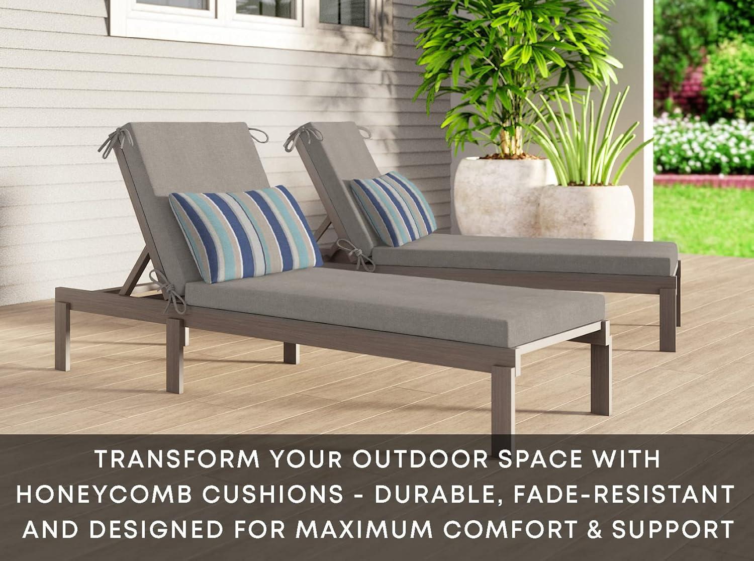 Honeycomb Outdoor Chaise Lounge Cushion - Heathered Solid Taupe