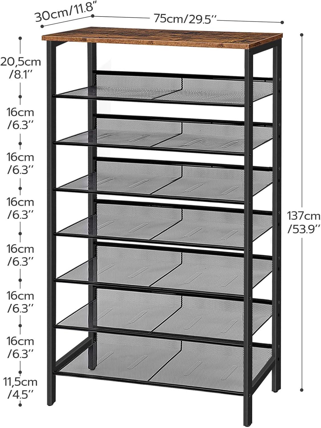 Industrial 8-Tier Adjustable Metal Shoe Rack