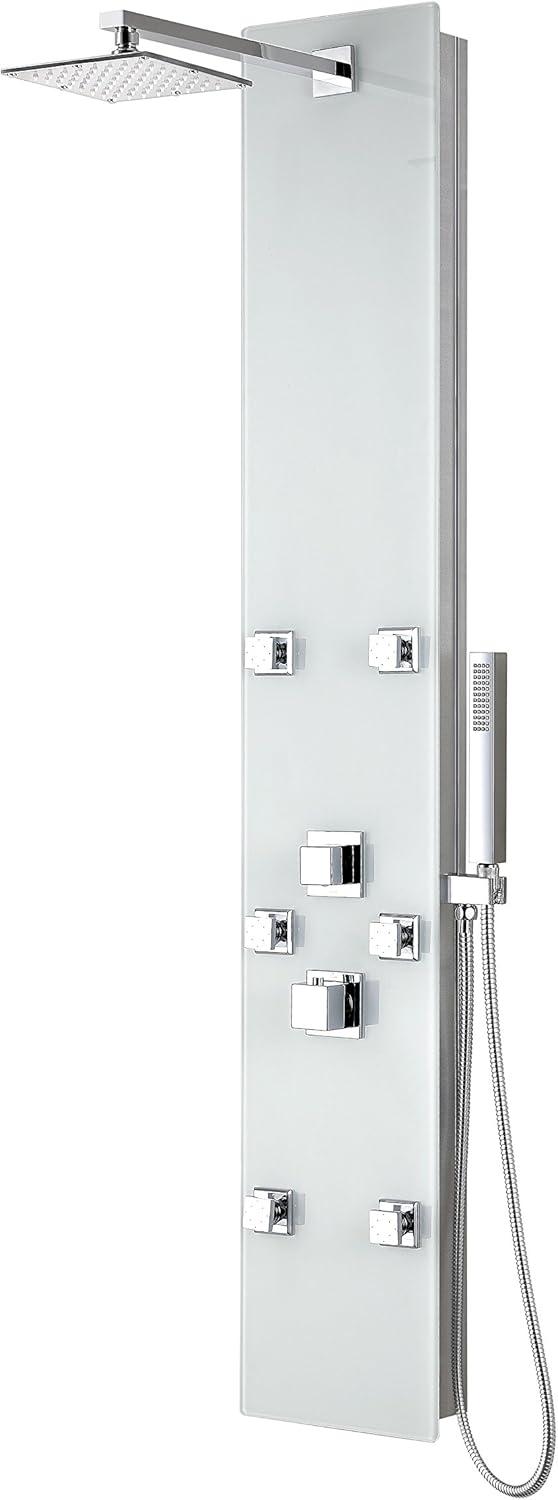 Rhaus 60'' White Tempered Glass Shower Panel with Jets