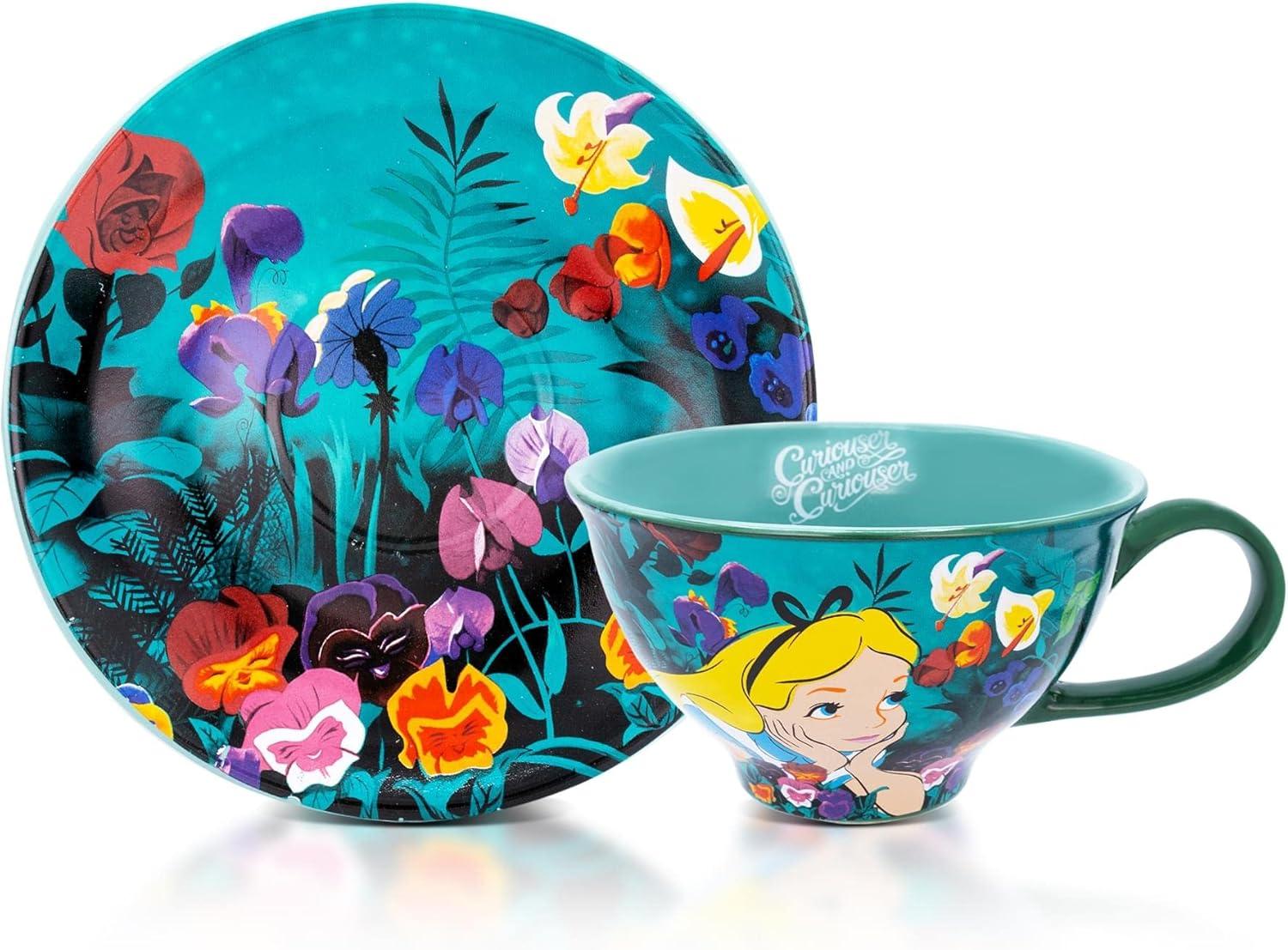 Silver Buffalo Disney Alice In Wonderland Ceramic Teacup and Saucer Set | SDCC 2022 Exclusive