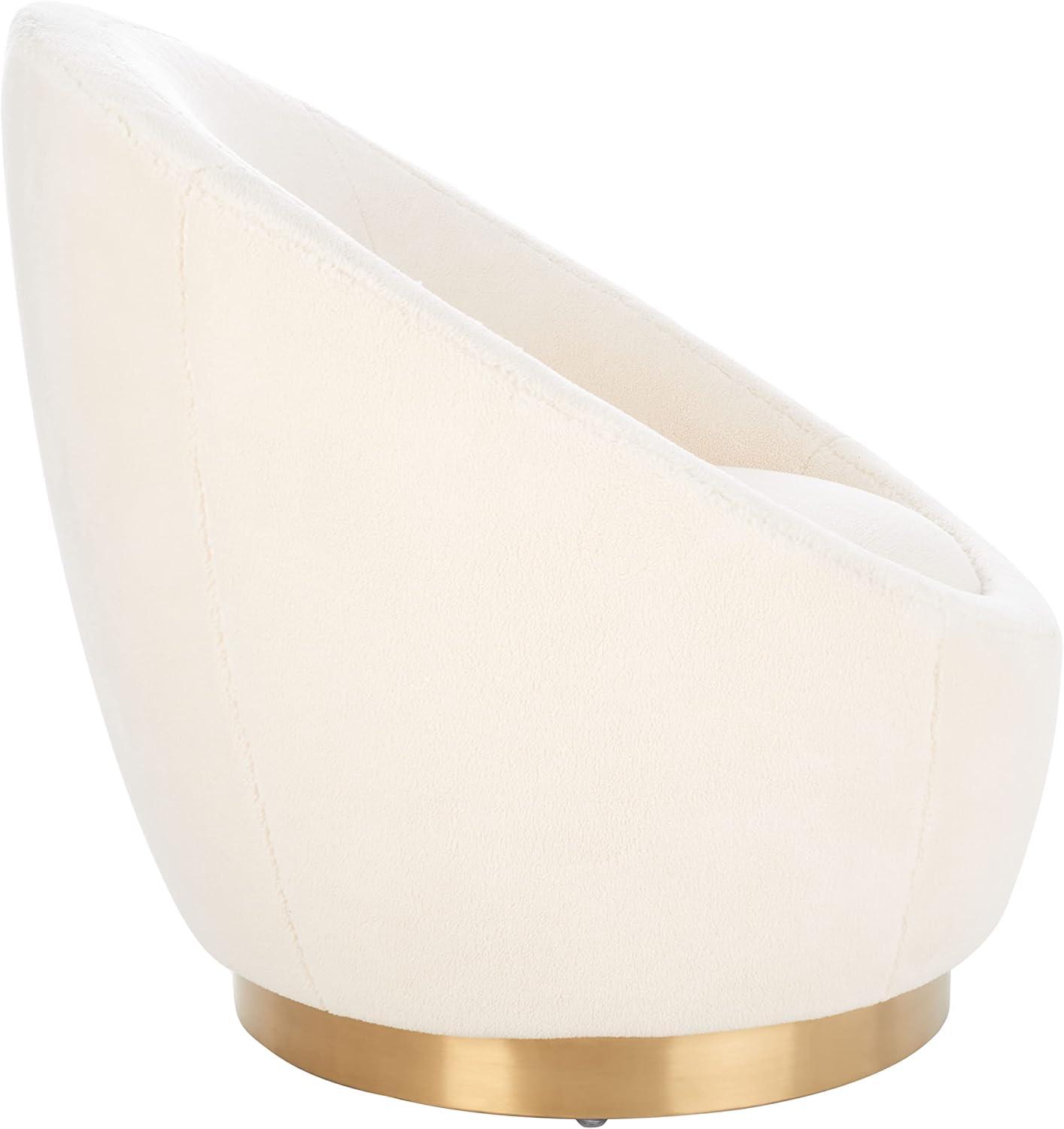 Pippa Faux Shearling Swivel Chair - Ivory/Gold - Safavieh