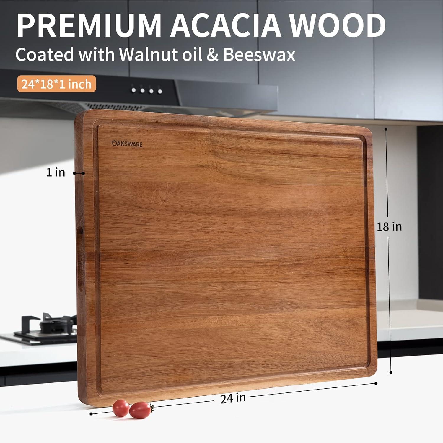 Extra Large Acacia Wood Cutting Board with Juice Groove