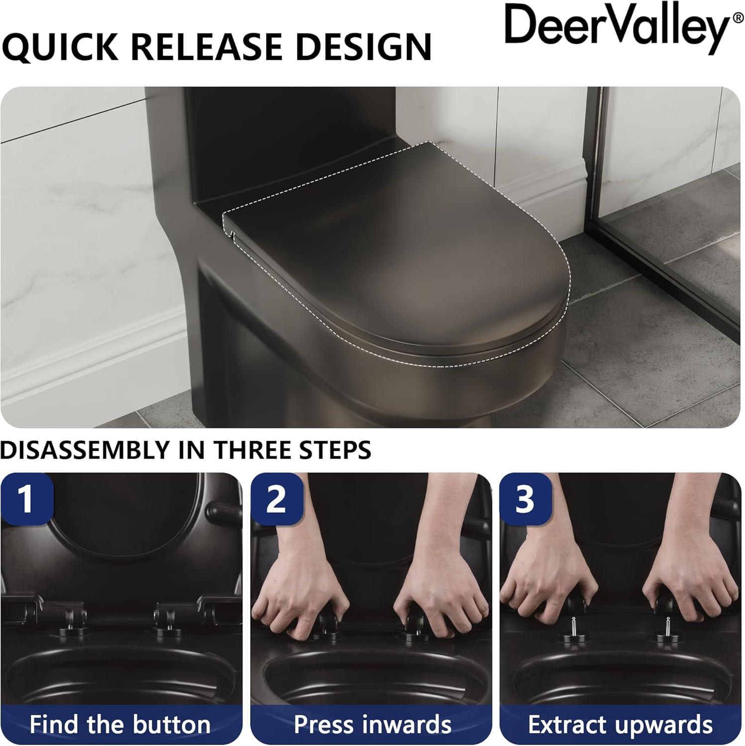 DeerValley Liberty Compact Toilets One-Piece Toilet With High-Efficiency Flush Round Toilet for Space-Saving Floor Mounted (Seat Included)