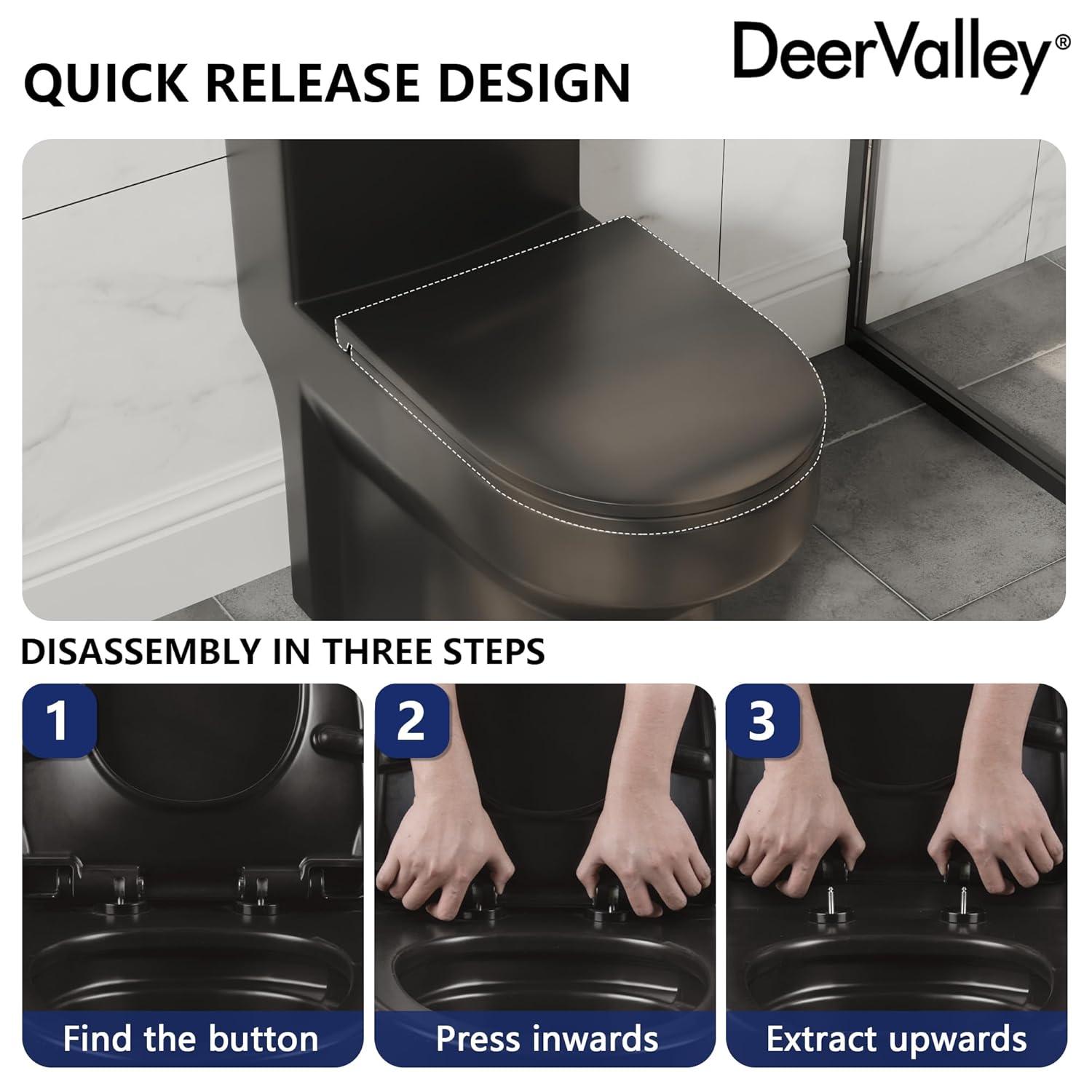DeerValley Liberty Compact Toilets One-Piece Toilet With High-Efficiency Flush Round Toilet for Space-Saving Floor Mounted (Seat Included)
