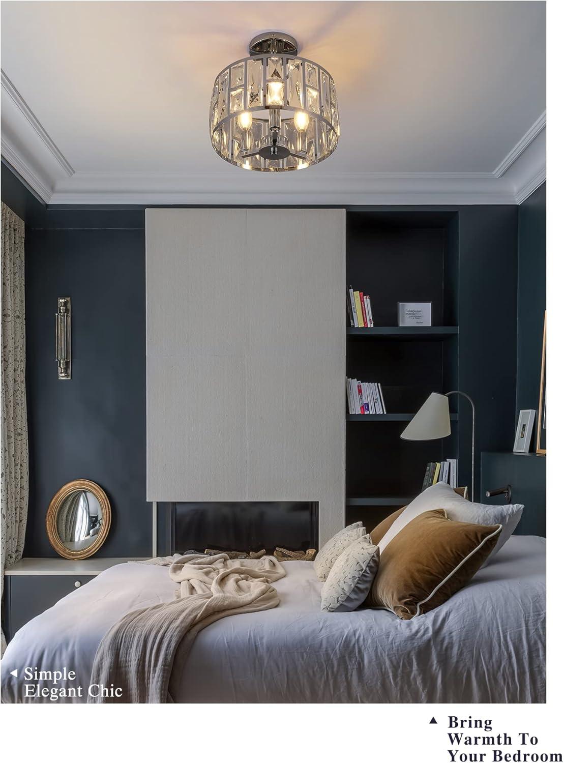 Mercer41 Kyersten 12" 3-Light Crystal Semi Flush Mount