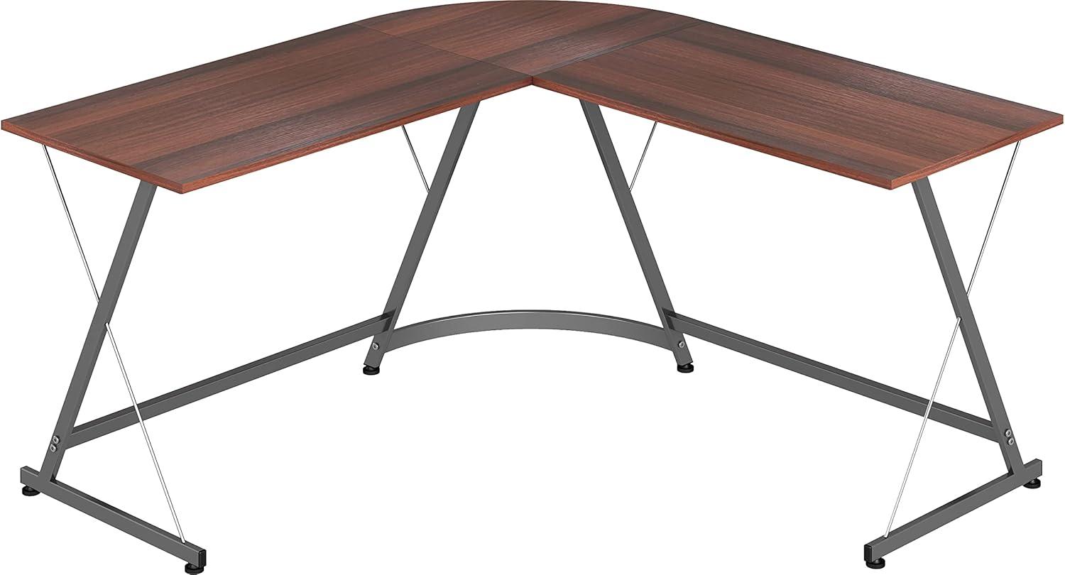 shw l-shaped home office corner adjustable desk wood top, espresso