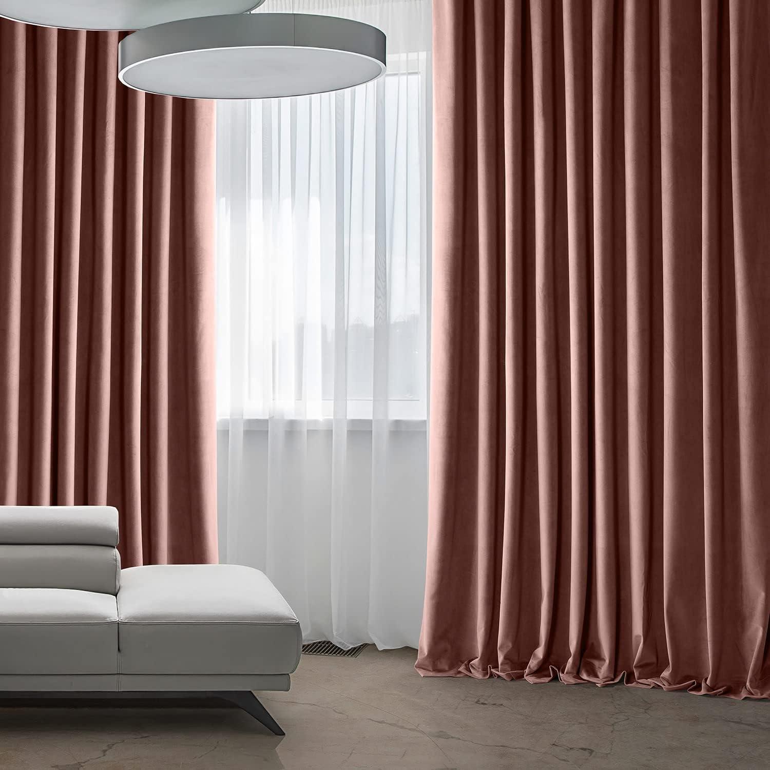 HPD Half Price Drapes Wild Rose Heritage Plush Velvet Room Darkening Curtains for Bedroom & Living Room Curtains (1 Panel), Window Curtains 84 inches long, Extra Wide Curtains & Drapes, 100W X 84L