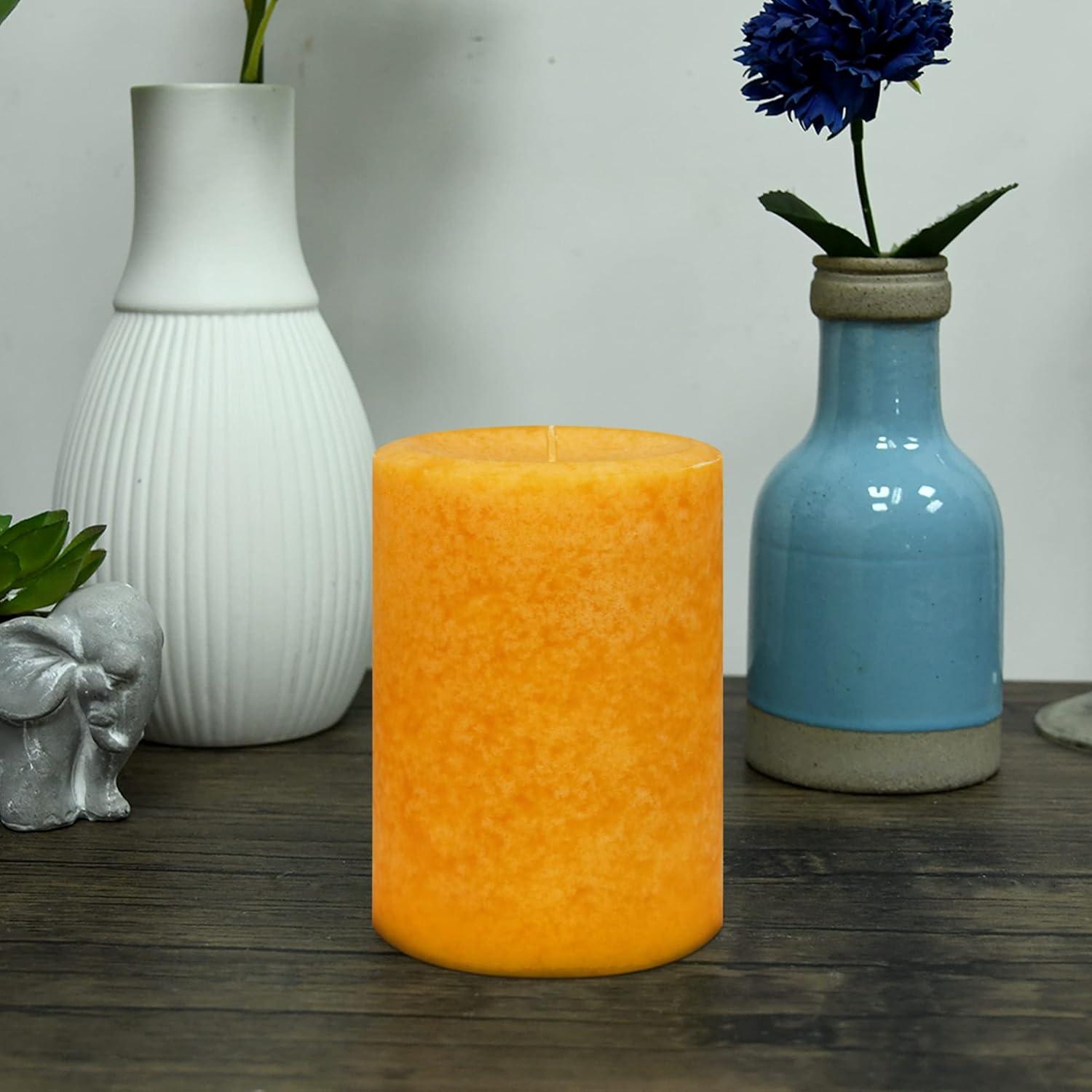 Pumpkin Spice Yellow Scented Pillar Candle 3" x 4"