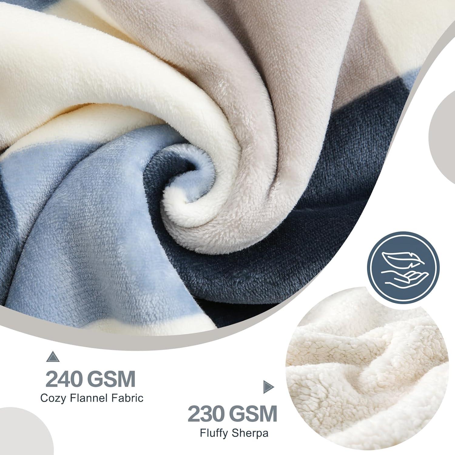 PU MEI Sherpa Throw Blanket for Couch Sofa 60”*80”- Fleece Tufted Fuzzy Soft Cozy Blanket for Bed, Thick Warm Blanket for All Seasons, (Dusty Blue, 60"*80")