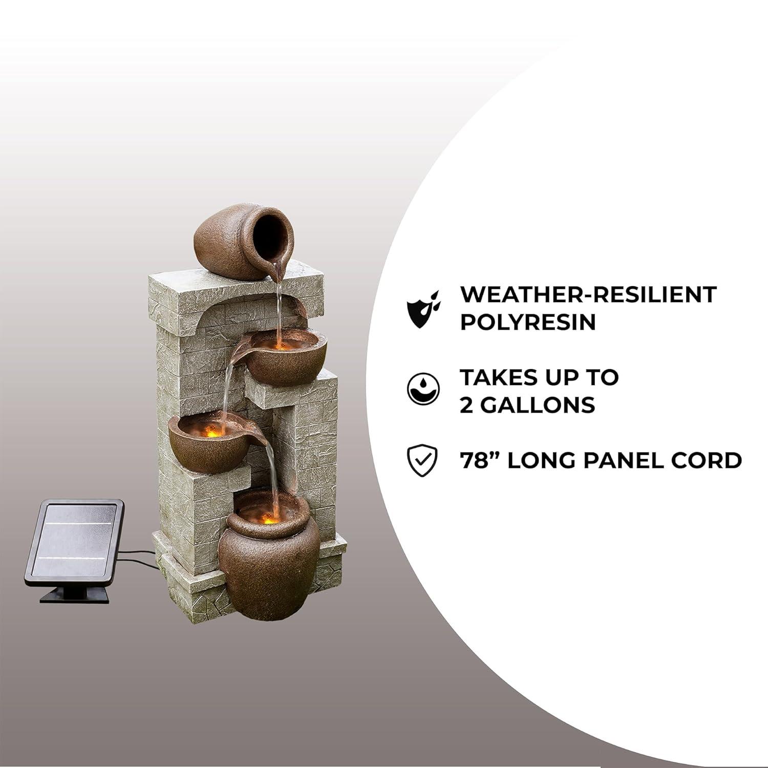 Teamson Home 28" Solar-Powered 4-Tier Outdoor Water Fountain