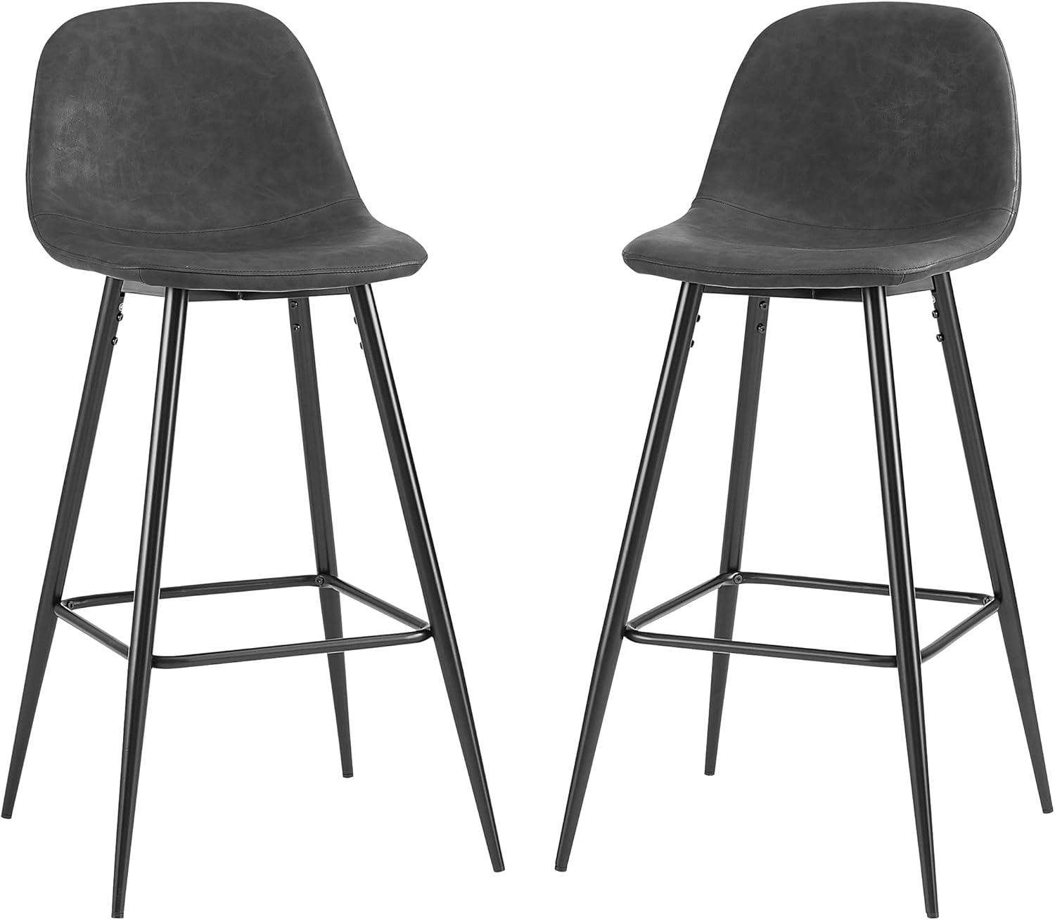 Weston Distressed Black Faux Leather Bar Stools, Set of 2