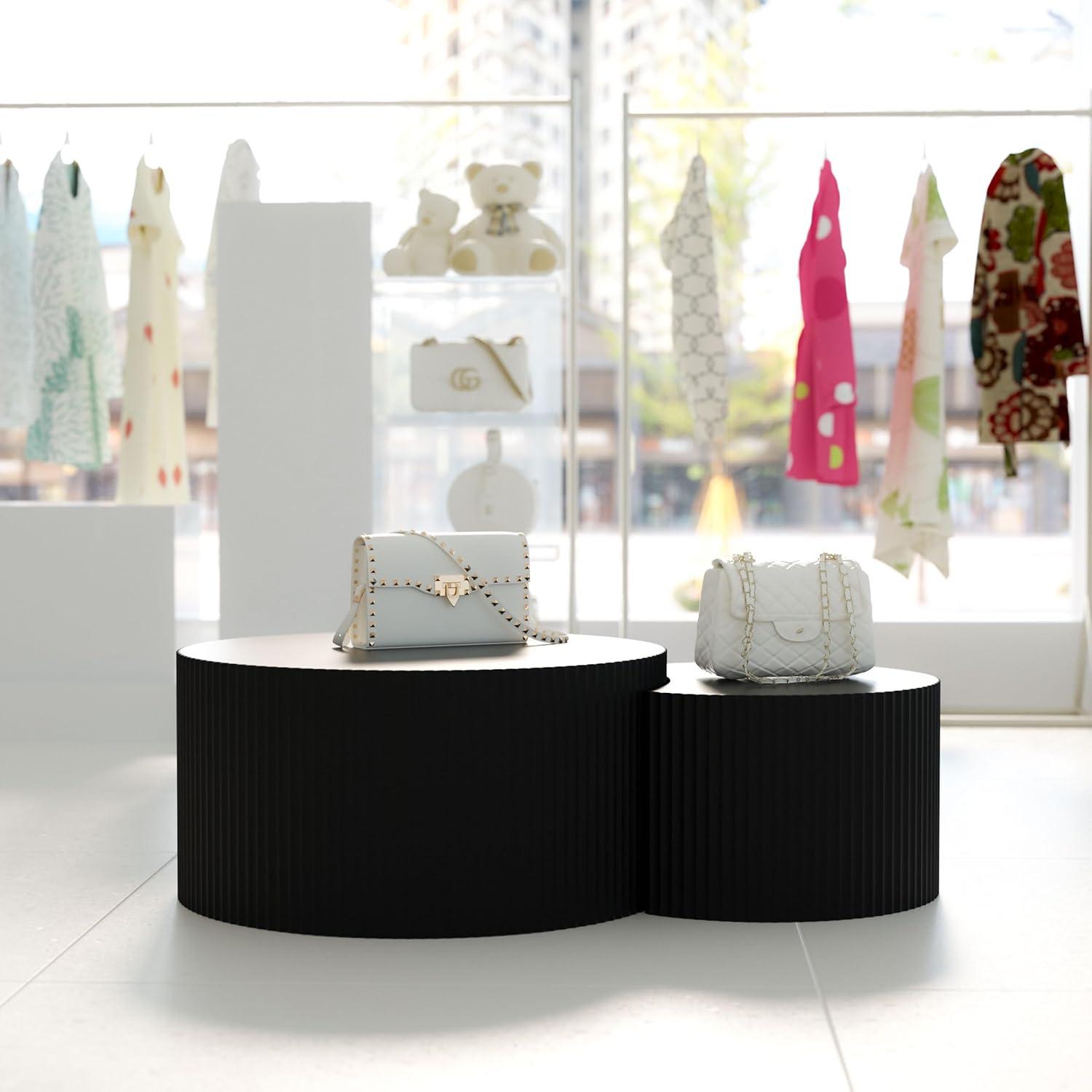 Williamspace Nesting Coffee Table Set, Modern Luxury, 2 Pieces, Black