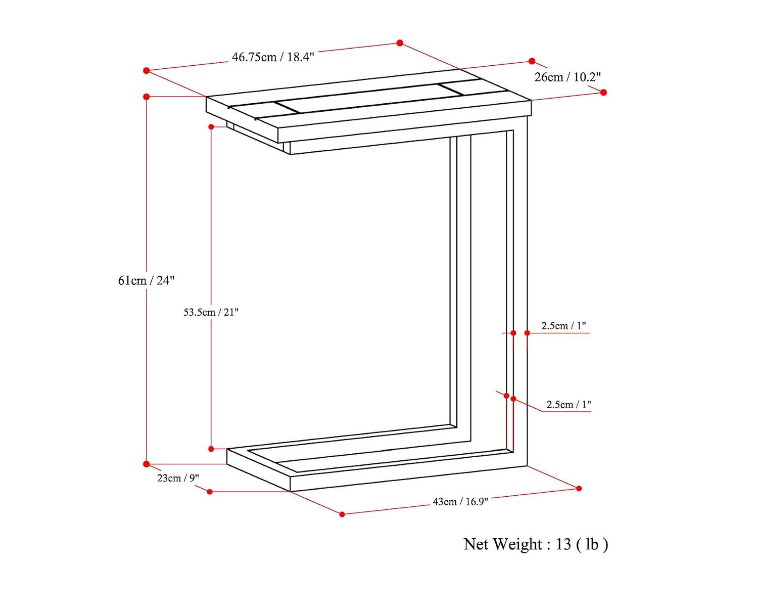 Simpli Home Skyler Solid Mango Wood C Side Table