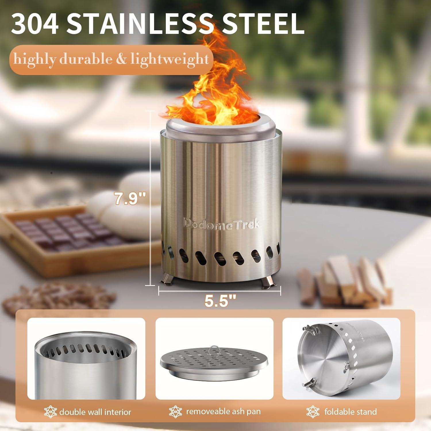 5.5inch Mini Fire Pit for Table, Small Tabletop Fire Pit , Outdoor Fire Pit Tabletop with Carry Bag,Stainless Steel, Blue