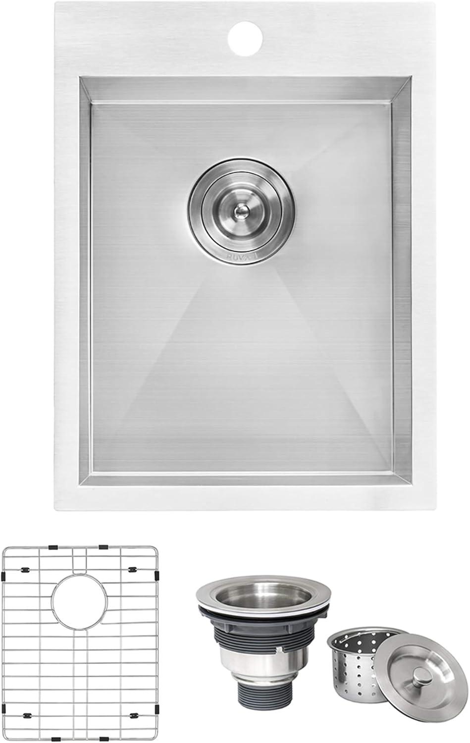 Ruvati RVH8110 15 x 20 in. Drop-in Topmount Bar Prep Sink 16 Gauge Stainless Steel Single Bowl