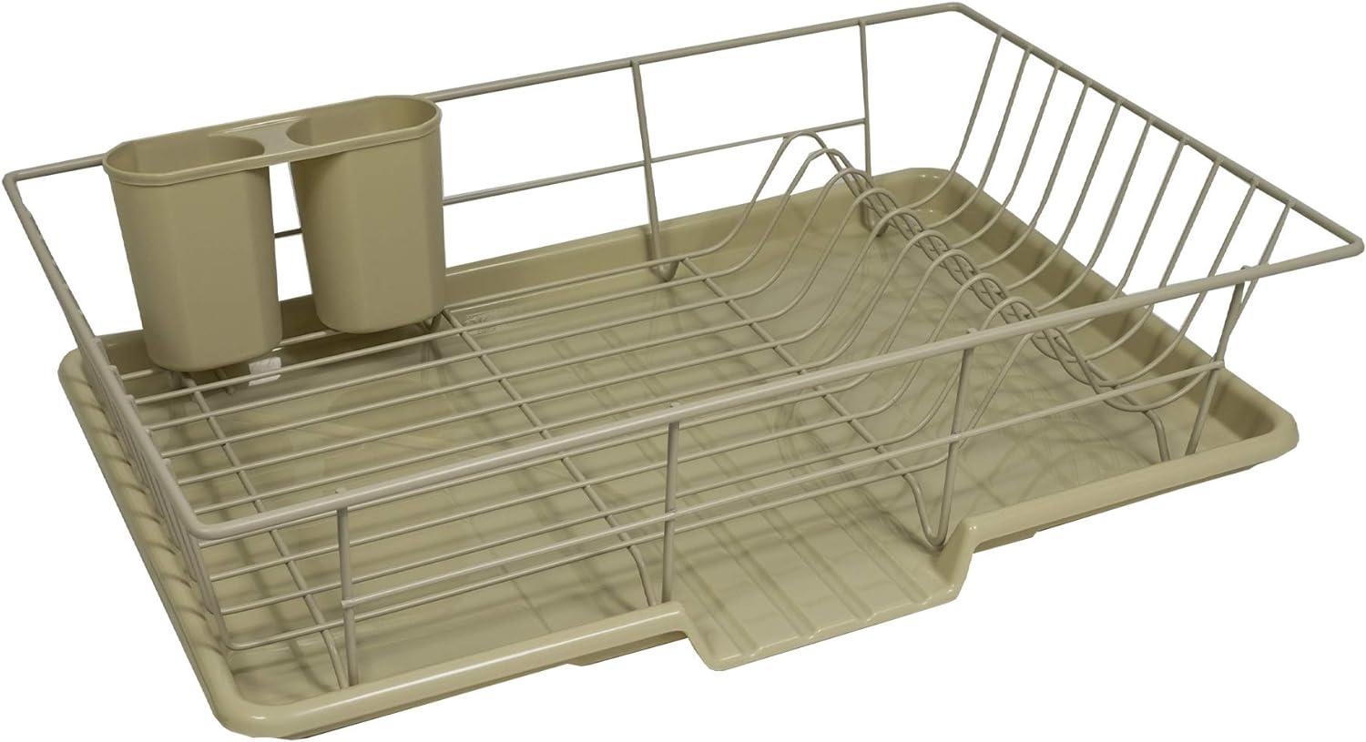 Sweet Home Collection 3-Piece Kitchen Sink Dish Drainer Set- Sage
