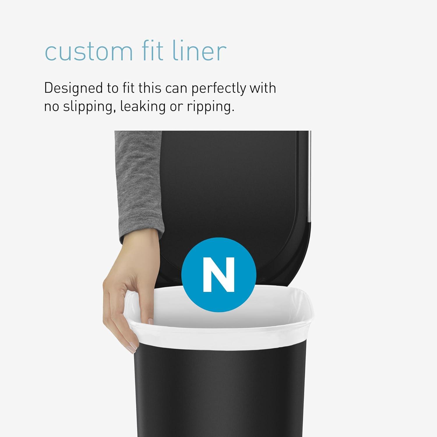 Simplehuman 40 Liter Slim Liner Rim Trash Can, Grey Plastic