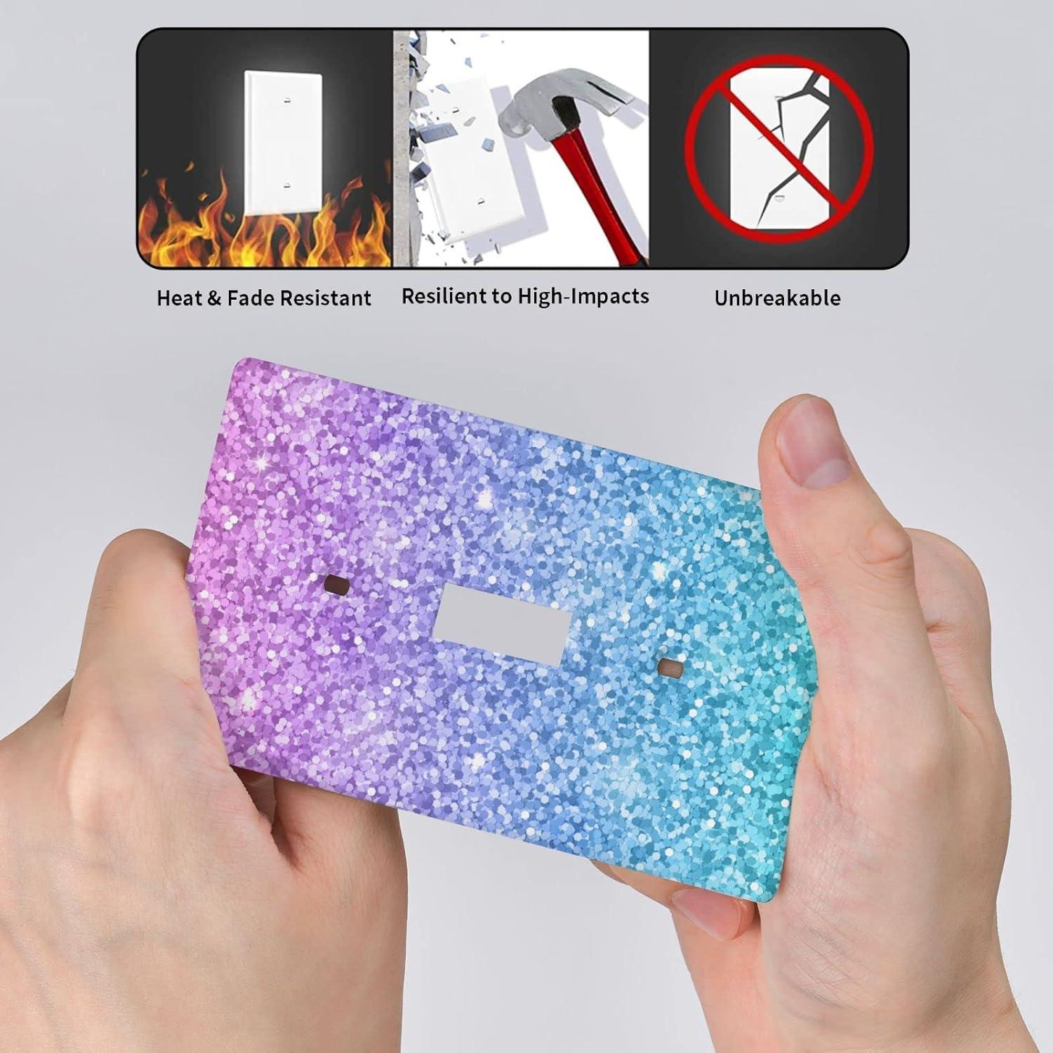 Light Switch Cover Pink Blue Glitter Wall Plates 1-Gang Single Toggle 4.5 X 2.76 Inch 1 Pack