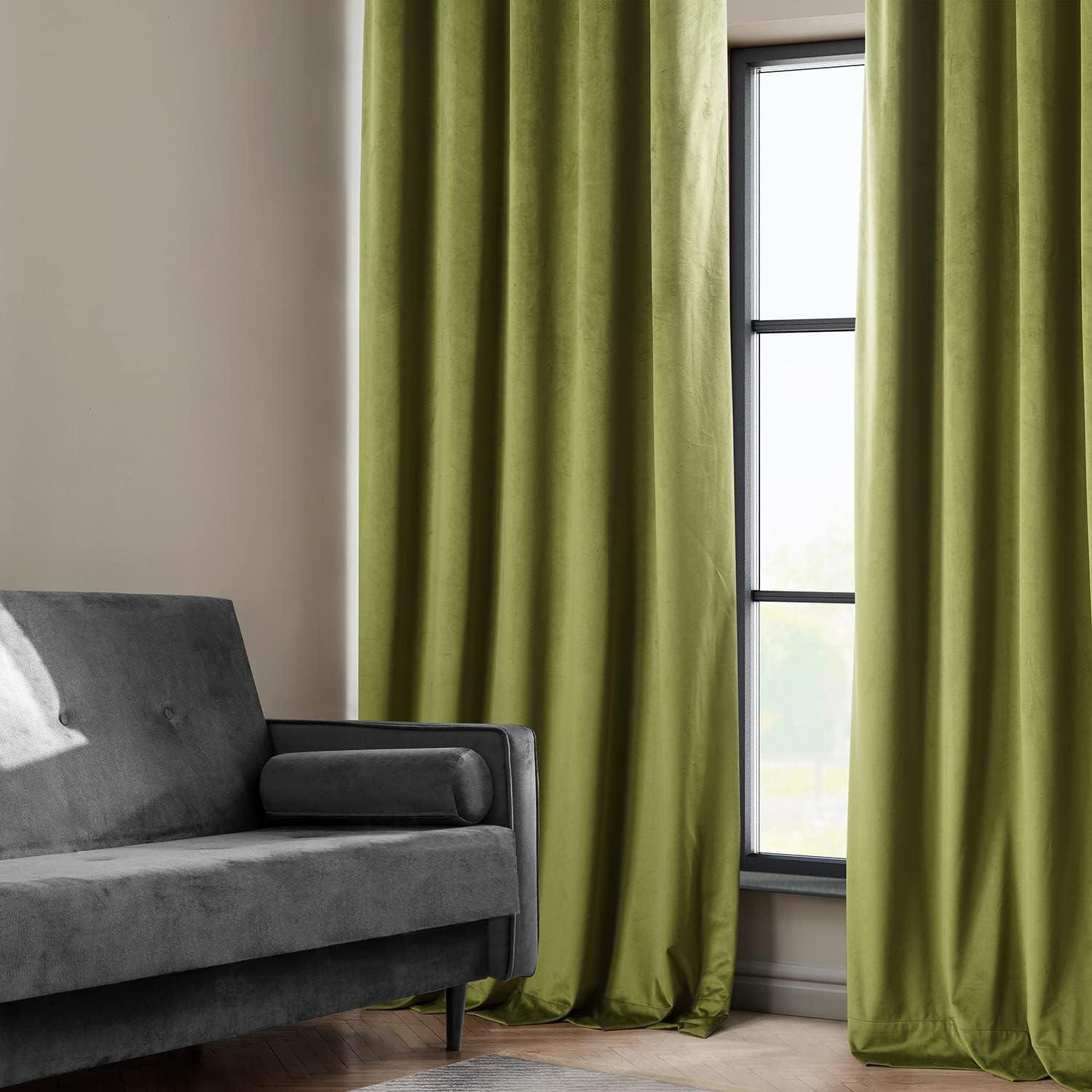 White Velvet Room-Darkening 96" Indoor Curtain Panel