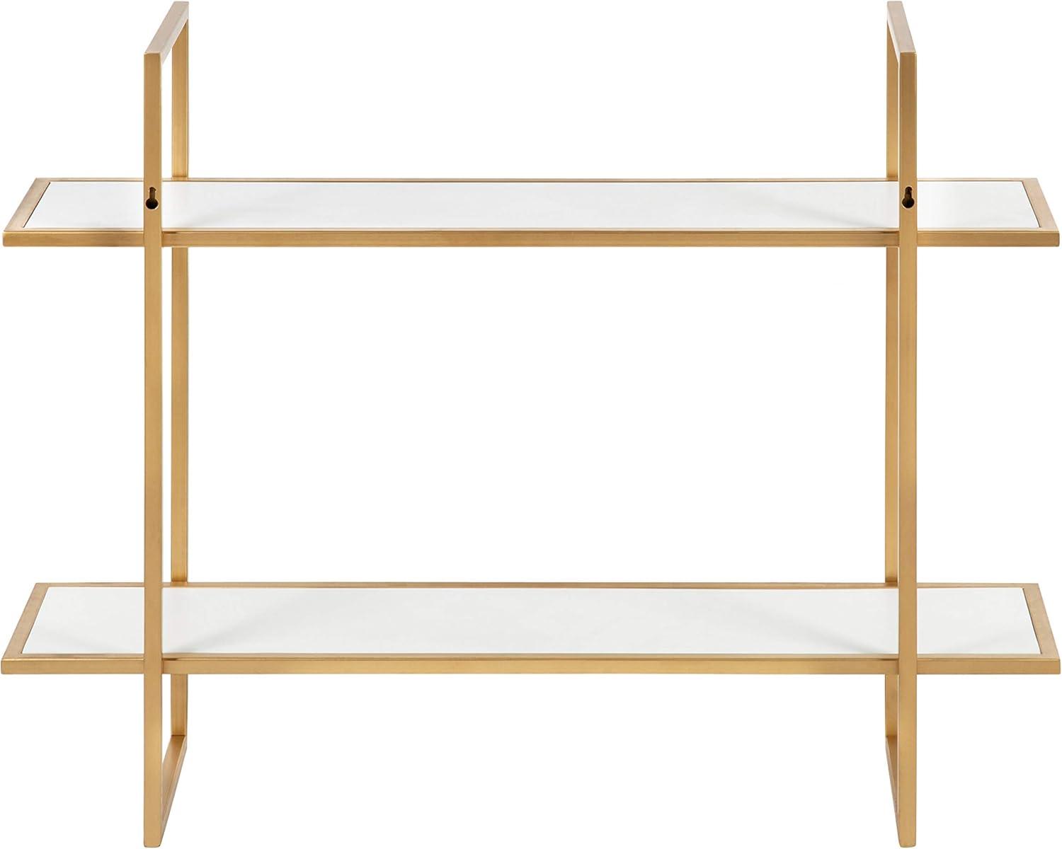 Kate & Laurel All Things Decor 30" x 24" Leigh Wood and Metal Wall Shelf White: MDF Floating Wall Shelves, 2-Tier