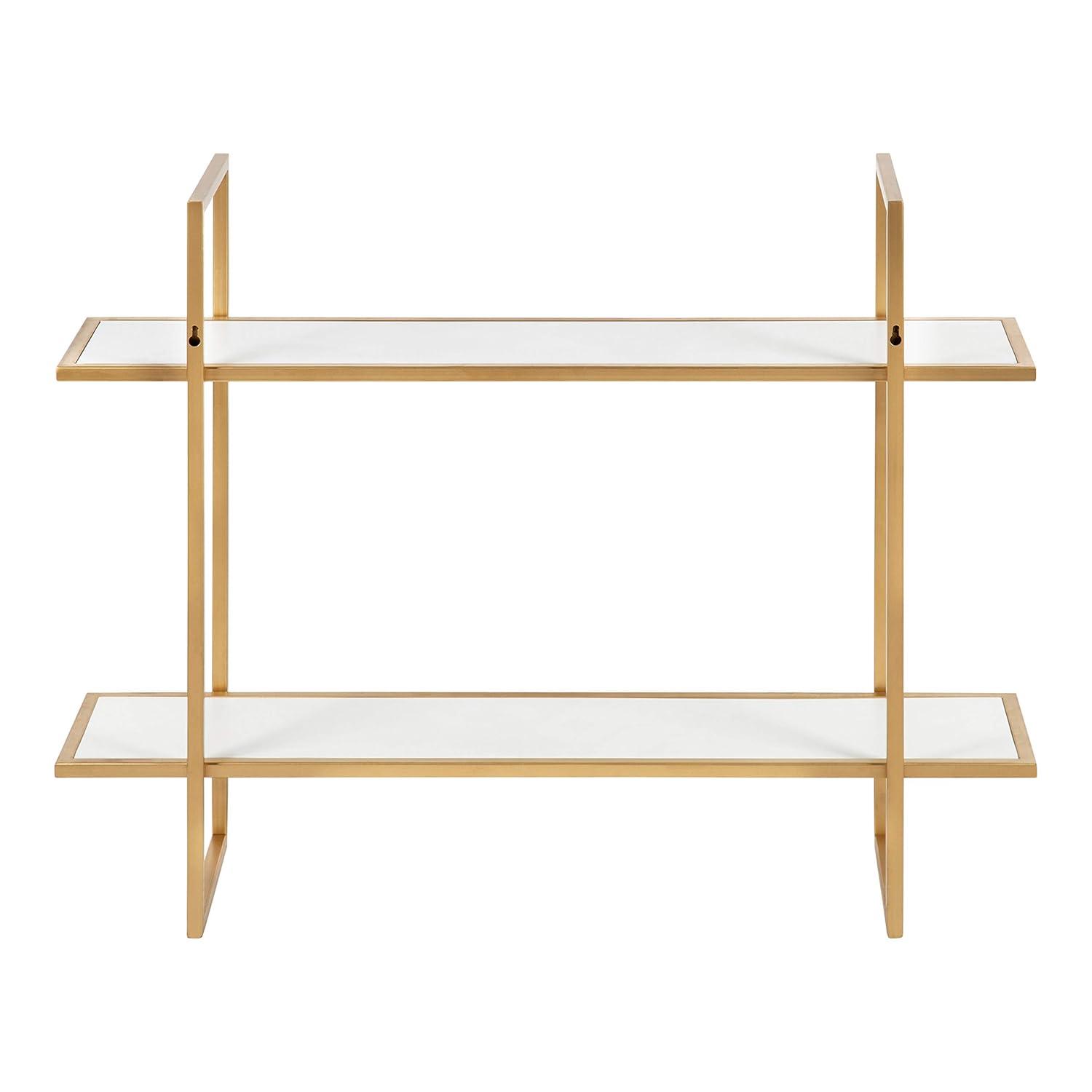 Kate & Laurel All Things Decor 30" x 24" Leigh Wood and Metal Wall Shelf White: MDF Floating Wall Shelves, 2-Tier