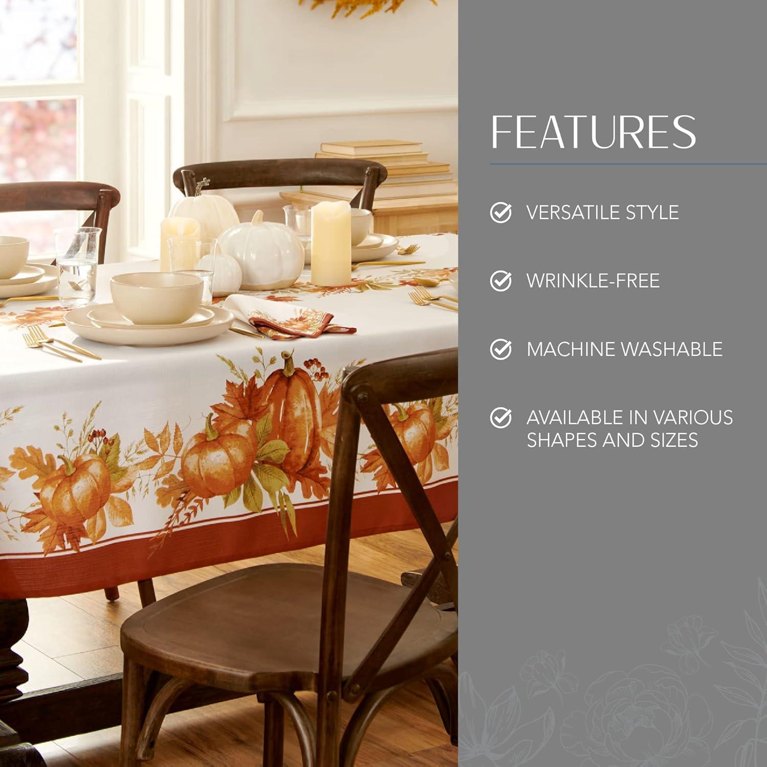 Autumn Pumpkin Grove Fall Rectangle Tablecloth - Orange/Rust - 60x120 - Elrene Home Fashions