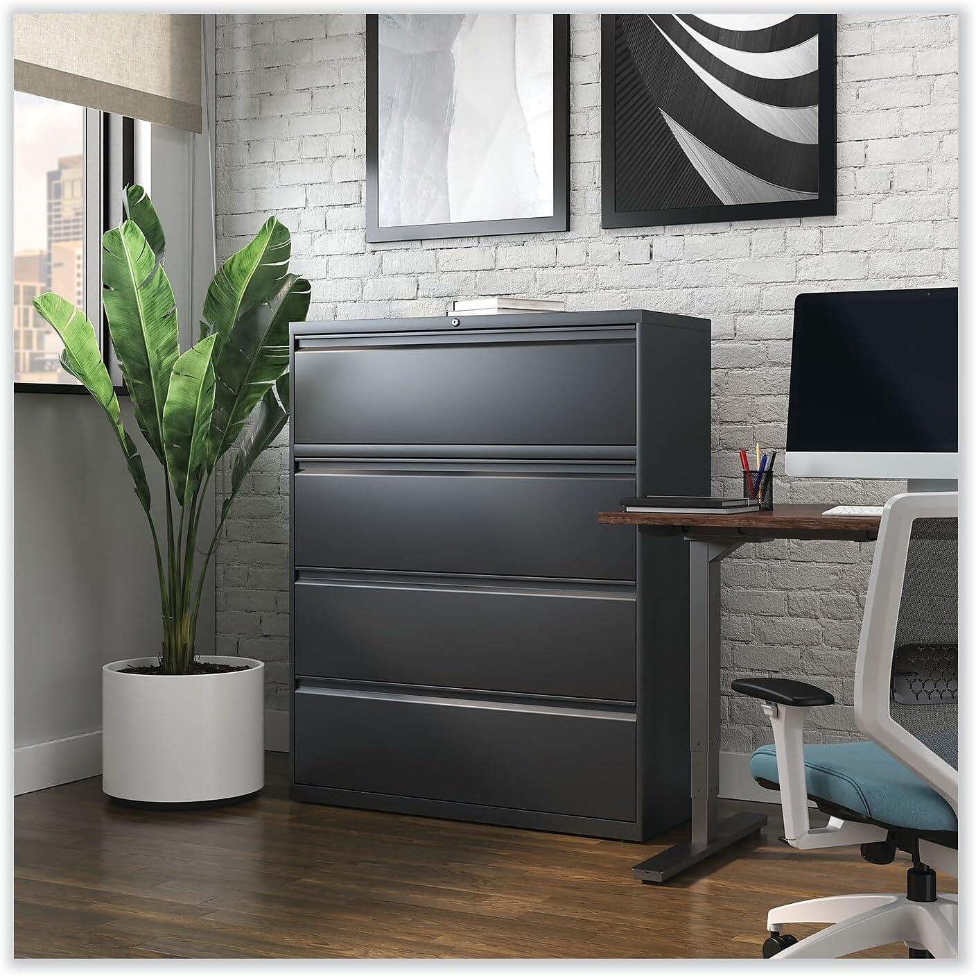 Charcoal 4-Drawer Lockable Lateral File Cabinet