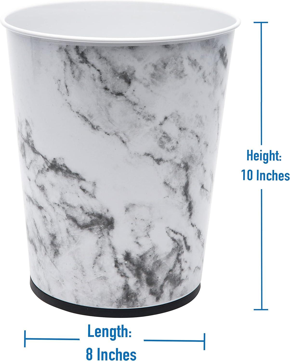 Marble Pattern Stainless Steel Small Wastebasket Set